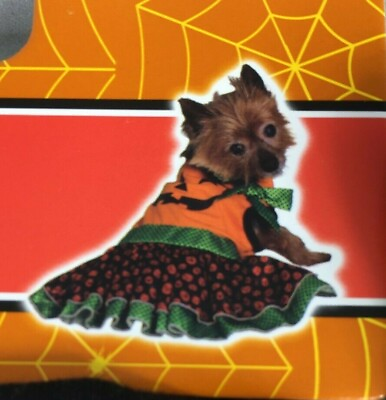 #ad HALLOWEEN SPOOKY VILLAGE FOR PETS DOG PUMPKIN DRESS COSTUME SIZE XS NEW W TAGS $8.09