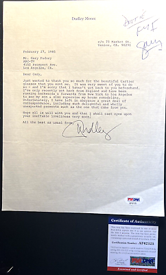 #ad DUDLEY MOORE SIGNED RARE ORIGINAL 1985 LETTER ON HIS STATIONERY W PSA $249.50