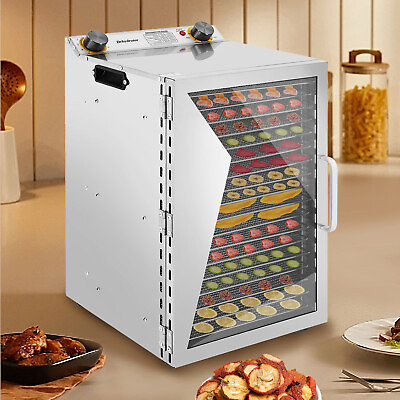 #ad Food Dehydrator 18 Stainless Steel Trays Fruits Meat Beef Jerky Herbs Dryer $170.00
