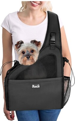 #ad Slowton Pet Dog Sling Carrier Hands Free Hard Bottom Papoose Small Animal Puppy $30.00