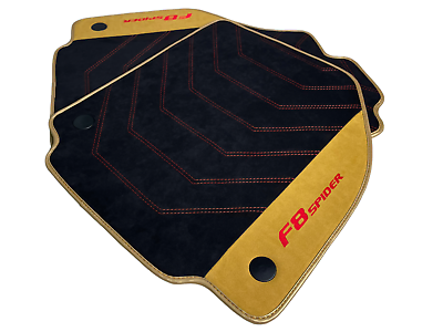 #ad Floor Mats For Ferrari F8 Spider Black With Tan Alcantara Leather Carpets $749.00