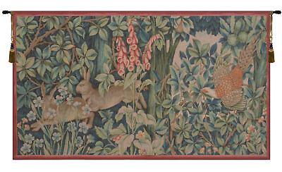 #ad Hare and Pheasant French Tapestry Wall Art Hanging For Home Decor 20x34 Inch $259.00