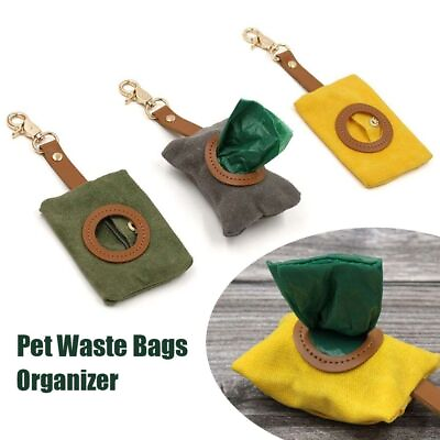#ad Canvas Pet Waste Bags Organizer Portable Dog Poop Bags Dispenser AU $13.04