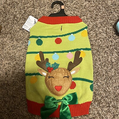 #ad Merry Makings Oh Deer Holiday Reindeer Sweater Dog Large 17 19” $9.98