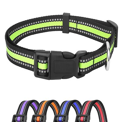 #ad Reflective Dog Collar Adjustable Length 1.0 Inch Width Suitable for Medium ... $15.05