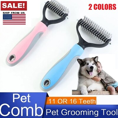 #ad 2 Sided Professional Pet Grooming Tool Undercoat Dog Cat Shedding Comb Brush US $8.36