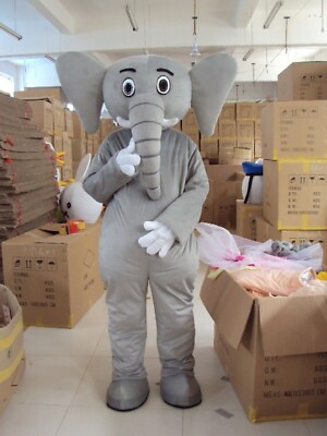 #ad Grey Elephant Mascot Costume Cosplay Party Fancy Dress Suits Adult Unisex $106.20