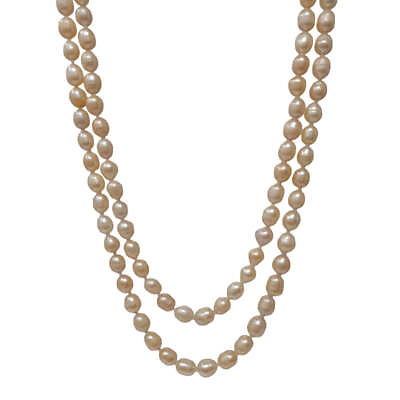 #ad Pearl Necklace For Women and Girls 7 8mm Freshwater Pearl Necklace 120cm Long GBP 65.00