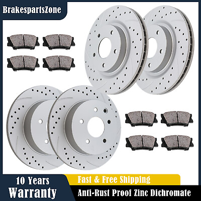 #ad Fit for Nissan Rogue Front Rear Brake Rotors Brake Pads Slotted Drilled Brakes $139.99
