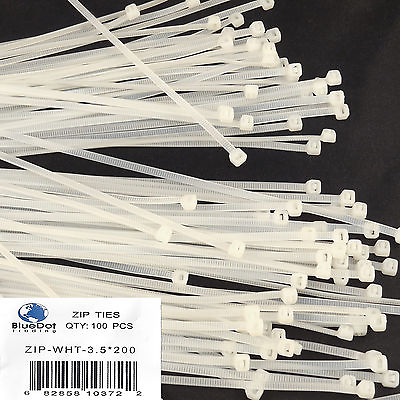 #ad 100 Pack Lot Pcs 8quot; Inch UV Resistant Nylon Cable Zip Wire Tie 40 lbs WHITE $7.10