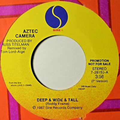 #ad Aztec Camera Deep amp; Wide amp; Tall NM DJ Promo 45 7quot; Vinyl Extra 45#x27;s Ship Free #B $4.95