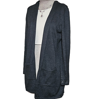 #ad Black Open Front Cardigan Sweater Size Medium $26.25