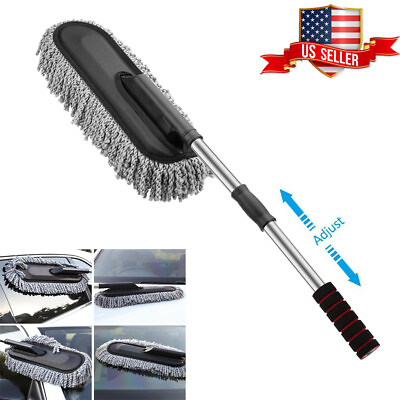 Large Car Auto Cleaning Duster Home Wax Treated Brush Air Microfiber Pads Handle $15.90
