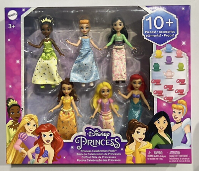 #ad Disney Princess Princess Celebration Pack 6 Posable Dolls 10 Pieces $28.01