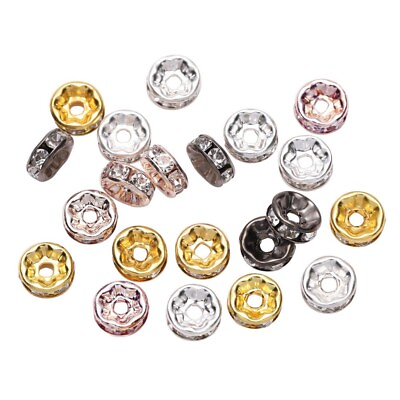 50pcs Rhinestone Rondelles Crystal Loose Spacer Beads for DIY Jewelry Making C $2.71