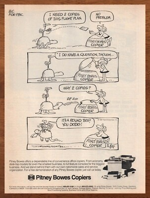 #ad 1981 Pitney Bowes Copiers Vintage Print Ad Poster Copy Machine Cartoon Art 80s $14.99