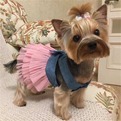 #ad Small Dog Girl Skirt Clothes Puppy Apparel Pet Dress Sundress Size XS S M L XL $7.59