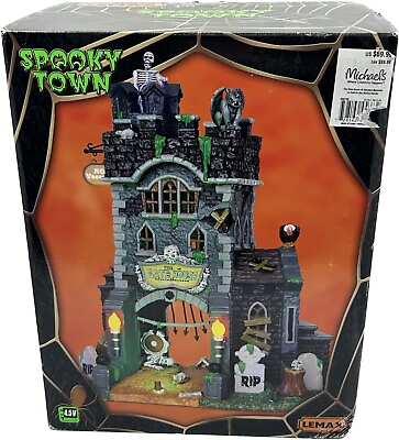 #ad RETIRED 2014 LEMAX SPOOKY TOWN THE GATE HOUSE AT HAUNTED MEADOWS $49.99