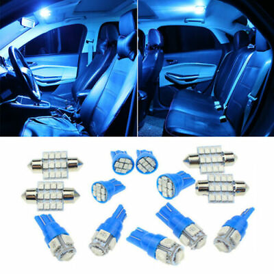 #ad 13Pcs LED Lights Interior Package Kit Ice Blue Dome Map License Plate Lamp Bulbs $7.57