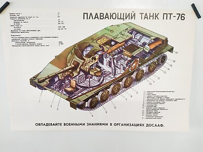 #ad Original Soviet Poster Dosaaf Floating tank Pt 76 1985 12*18quot; $17.99