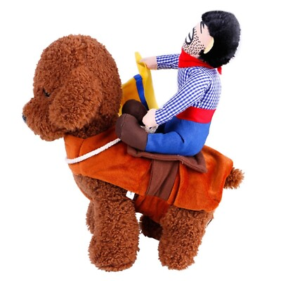 #ad Pet Dog Funny Riding Horse Rodeo Cowboy Costume Halloween Costume Pet Clothes US $8.89