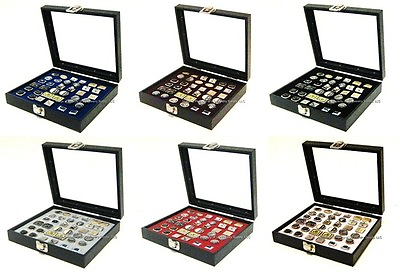 #ad Cufflinks Case Cuff Links Box 18 Pair Glass Lid Choose Liner Color Storage Box $36.53