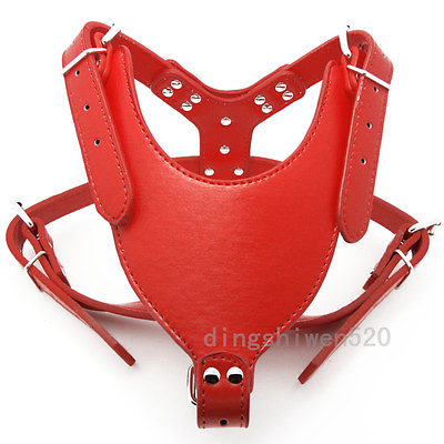 #ad Red Plain Leather Dog Chest Plate Harness Chest 26quot; 34quot; Large Pitbull Terrier $22.99