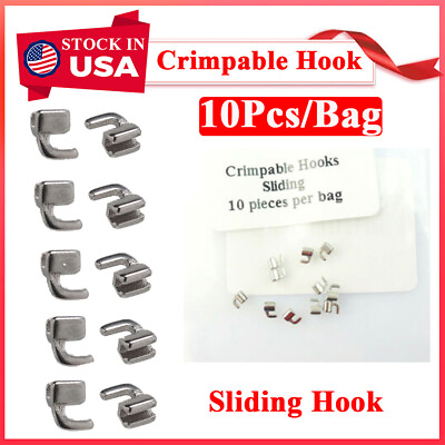 #ad 10Pcs Dental Orthodontic Crimpable Hook Sliding Hook Stainless Steel Easyinsmile $8.89