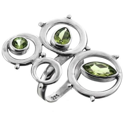 #ad 925 Sterling Silver Design Peridot Gems Sterling Sz 5.5 Ring $38.95