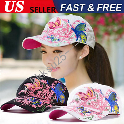 #ad #ad Adjustable Baseball Cap with Butterflies and Flowers Embroidery for Women US $9.99