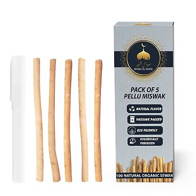 #ad Pack of 5 Miswak Sticks for Teeth with Holder Vacuum Sealed Natural Flavored C $10.62