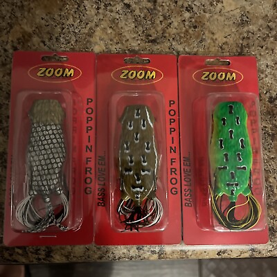 #ad 3 New ZOOM POPPIN FROG 3quot; 1 2OZ LEOPARD Brownie Shad 👀 $17.00