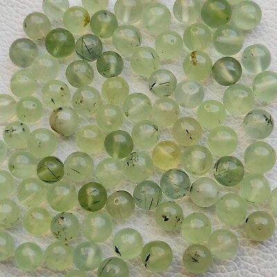 #ad 100% Natural green prehnite beads stone 335ct hole free sphere prehnite R11013 $98.43