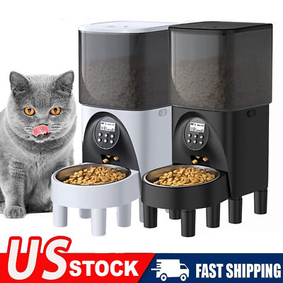 #ad 4.5L Heighten Automatic Pet Feeder Dog Cat Timer Food Dispenser Stainless Steel $37.99