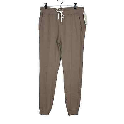 #ad Mate Terry Knit Front Seam Jogger Pants Mus Beige Women#x27;s Large NWT 325MUSL $57.97