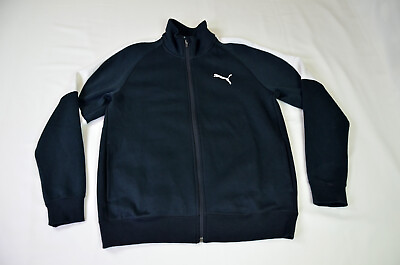 #ad Mens Puma Medium Casual Lightweight Track Jacket Black White Full Zip $34.98