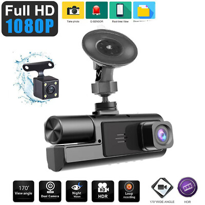 #ad Car DVR driving recorder 2 inch 1080P dual lens G sensor camera loop recording $17.59