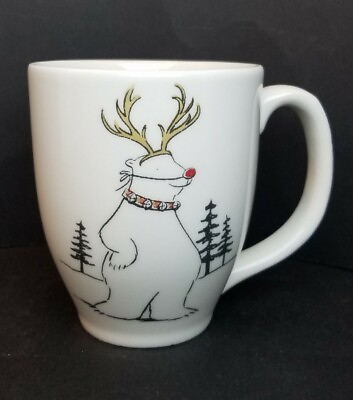 #ad Pottery Barn Preston Christmas Holiday Mug Reindeer Santa $12.00
