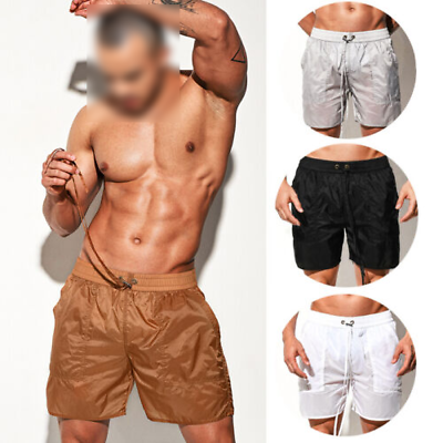 #ad Men#x27;s Loose Board Shorts Surfing Translucent Trunks Swimwear Beachwear Quick Dry $22.22