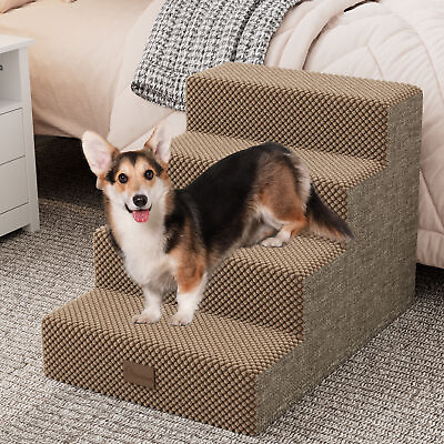 #ad 4 STEPS Dog Stairs Pet Stairs Pet Steps for Bed and Couch with Support Boards $46.91