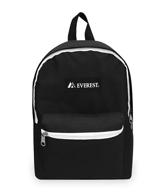 #ad BLACK 15quot; Basic Backpack All Ages Unisex Adjustable Straps 11 x5.12 x15.35 Inch $17.00