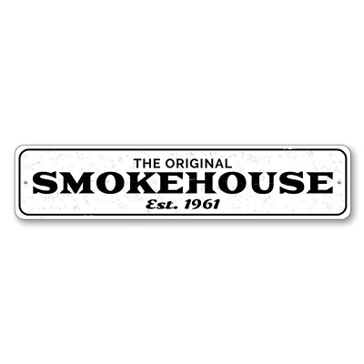 #ad Personalized Original Smokehouse Established Date BBQ Kitchen Metal Decor Sign $58.05