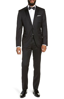 #ad #245 Hugo Boss Halven Gentry Slim Fit Black Tuxedo Size 42 L RETAIL $995 $425.00