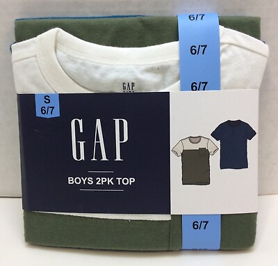 #ad GAP Boy#x27;s 2 Pack Short Sleeve Soft Comfort Tagless Tee Choose Size $13.99