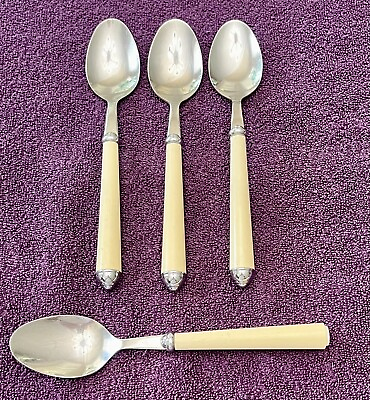 #ad Vtg Mikasa RONDO GLACIER Stainless Flatware Dinner Spoons DISCONTINUED 1999 2004 $5.99