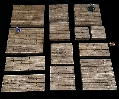#ad Wooden Dungeons and Dragons Dungeon Tiles Inch Grid Terrain Set damp;d 28mm Wood $28.98
