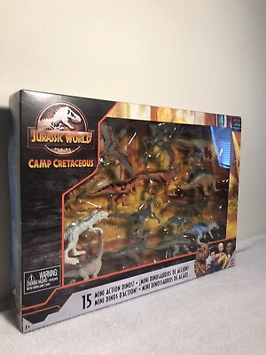 #ad Jurassic Park World Camp Cretaceous 15 Mini Action Dino Set Moving Dinosaur Pack $59.99