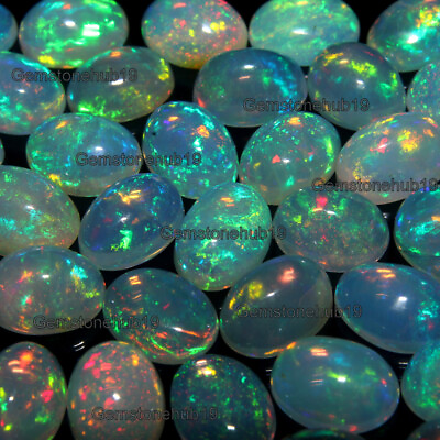 #ad AAA Natural Ethiopian Welo Fire Opal Cabochon Oval Loose Gemstone Wholesale Lot $8.27
