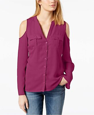 #ad INC International Concepts Womens Small Cold Shoulder Mixed Media Blouse 587 $19.99