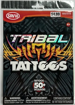 #ad SAVVI Temporary TRIBAL TATTOOS 50 Assorted Tattoos USA Made $3.99